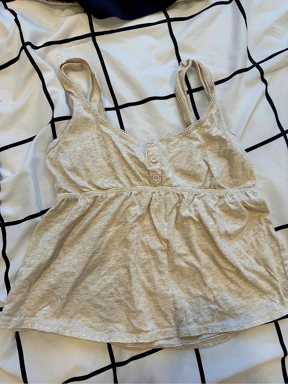 Baby Doll Beige Button Front